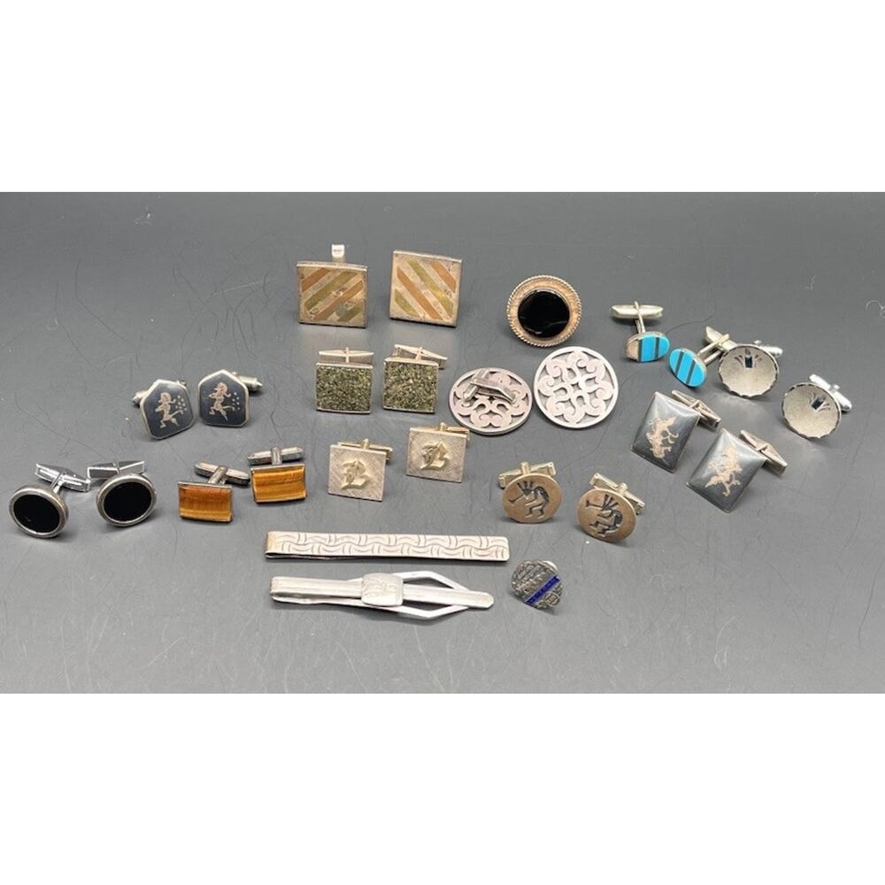 Sterling Silver Cufflinks Lot Vintage Taxco Siam Other Single Craft Scrap AS IS